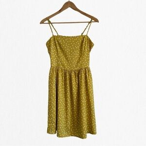 NWT Women’s gold and white polka dot summer dress with spaghetti straps …